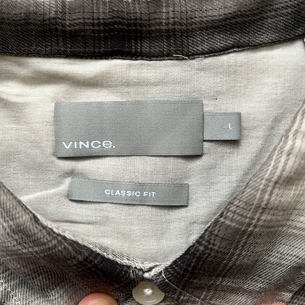 Vince Men's Plaid Shirt - Black and White
